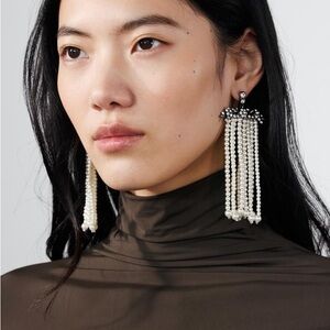 ZARA waterfall earrings with rhinestone and pearls NWT❗️